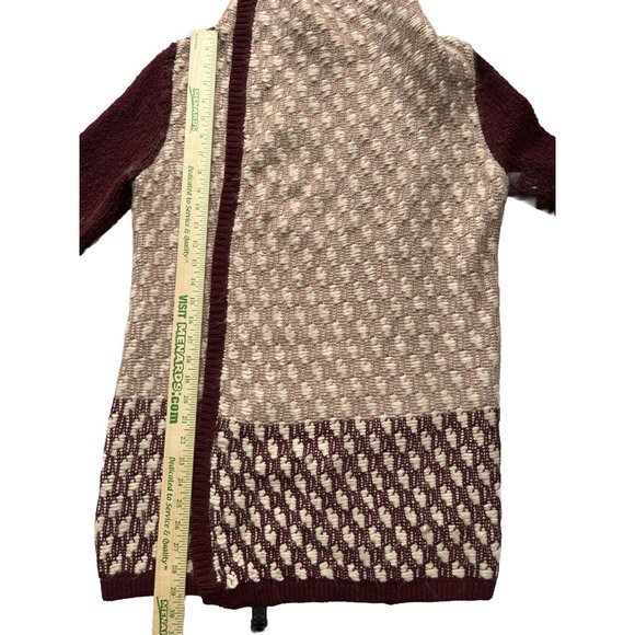Ruby Moon Women Medium Open Wrap Cardigan Sweater Maroon Wool Blend C4 Soft Cozy - Picture 9 of 11